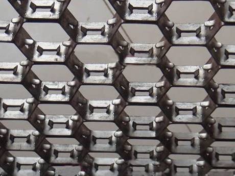 Stainless steel hex metal anchors.